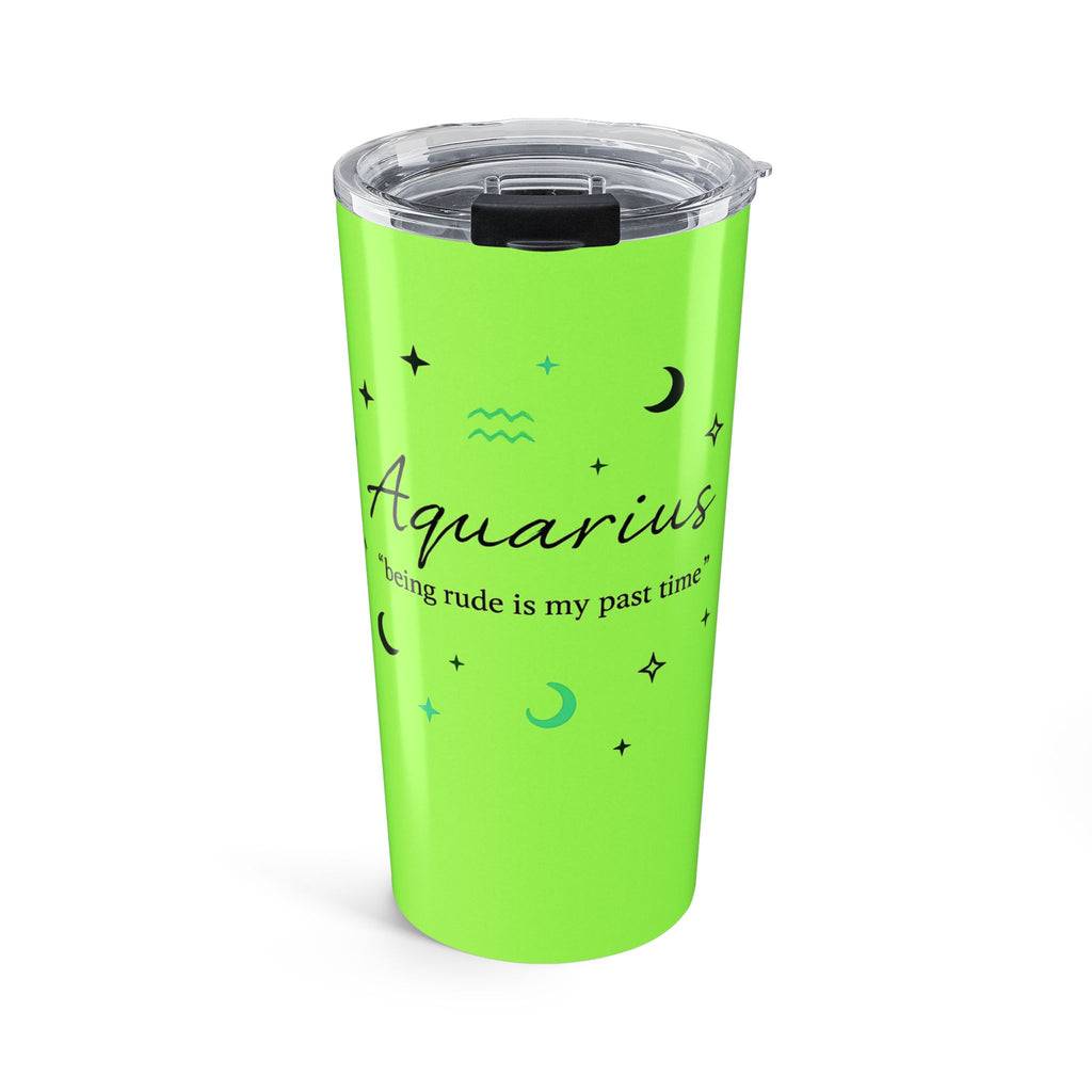 Aquarius Zodiac 20oz Tumbler — Neon Green Horoscope Travel Mug