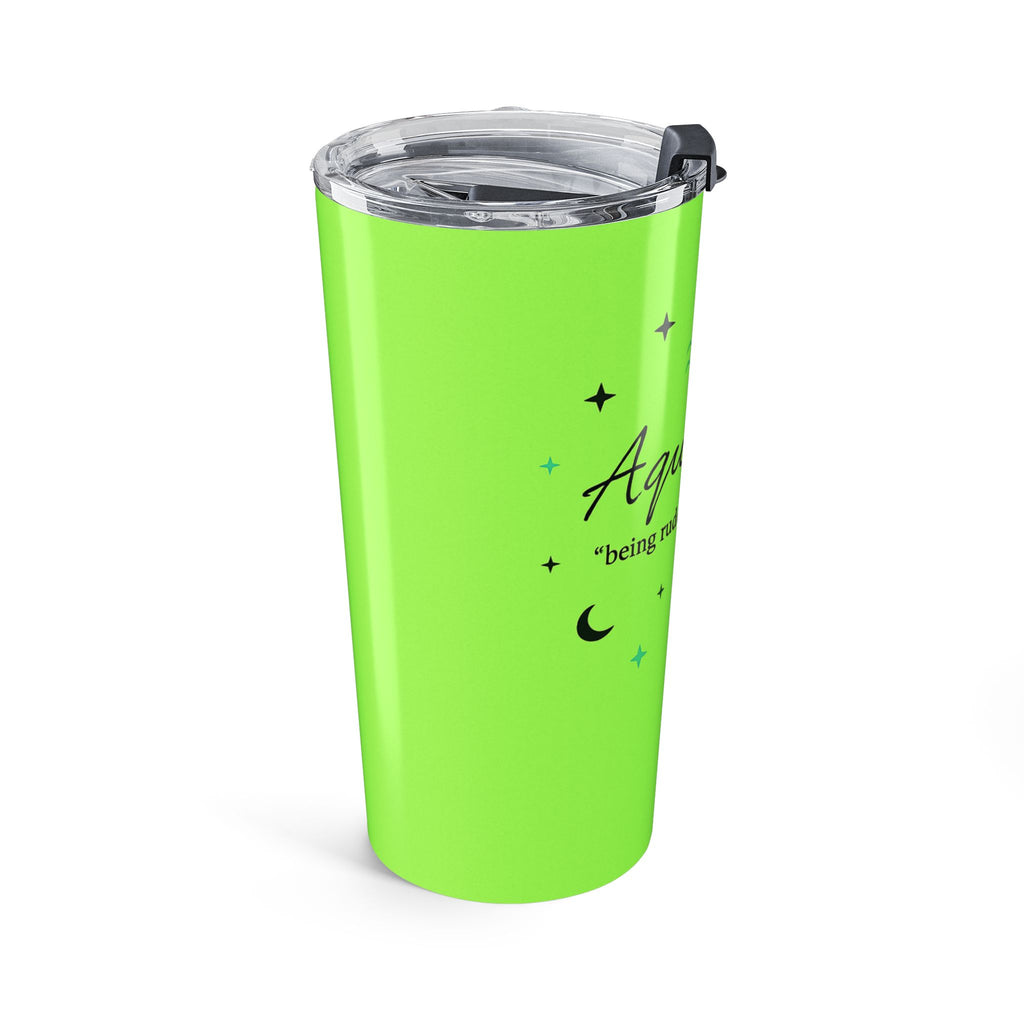 Aquarius Zodiac 20oz Tumbler — Neon Green Horoscope Travel Mug