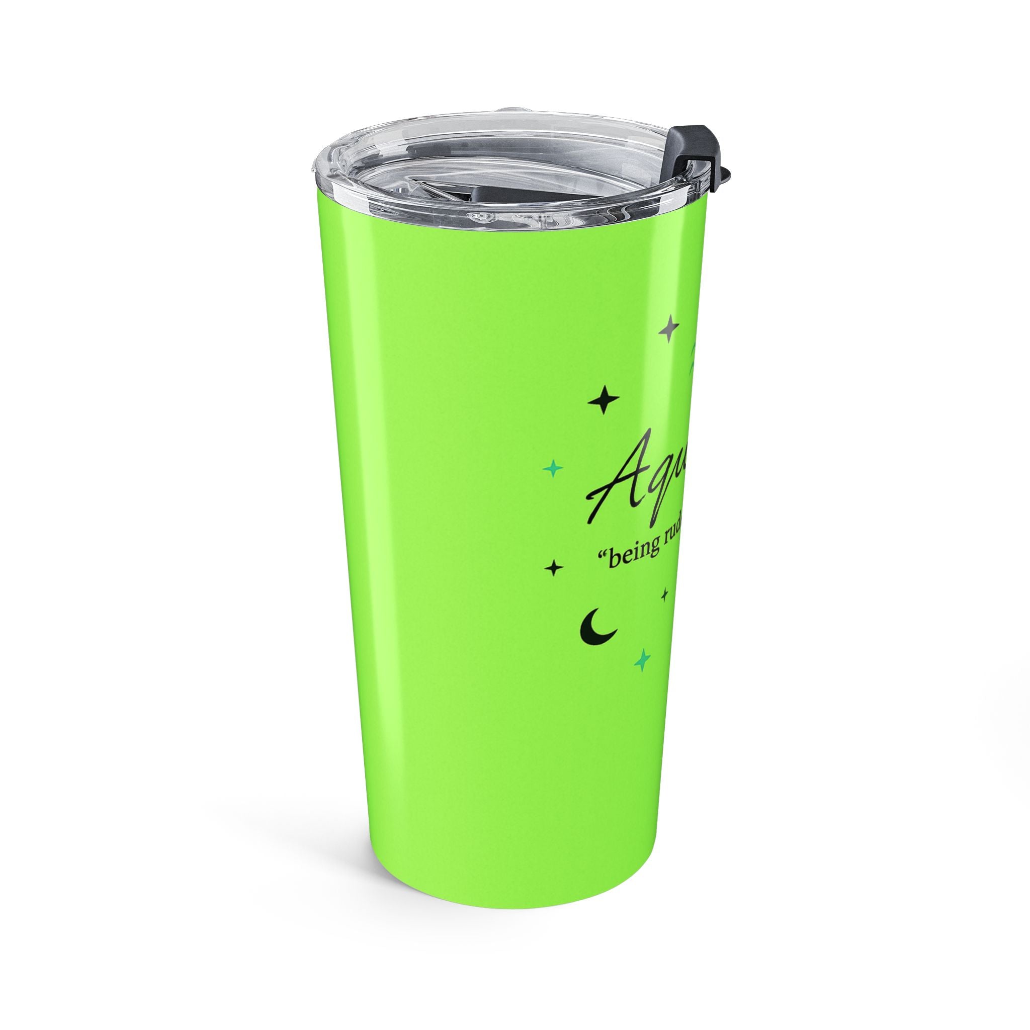 Aquarius Zodiac 20oz Tumbler — Neon Green Horoscope Travel Mug