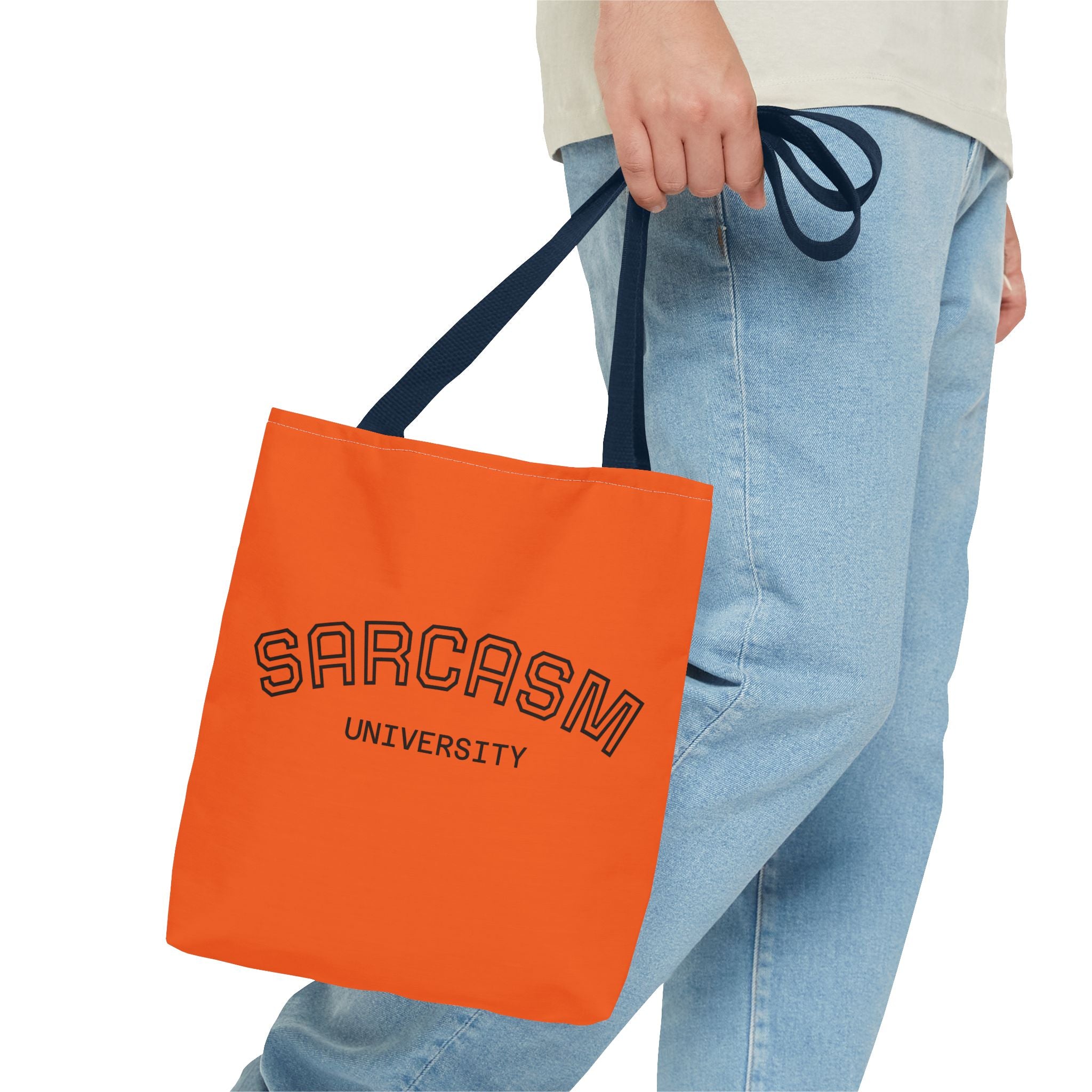 Sarcasm University Tote Bag, Funny Tote, Gift for Students, Everyday Use, Sarcastic Humor, Orange Canvas Bag