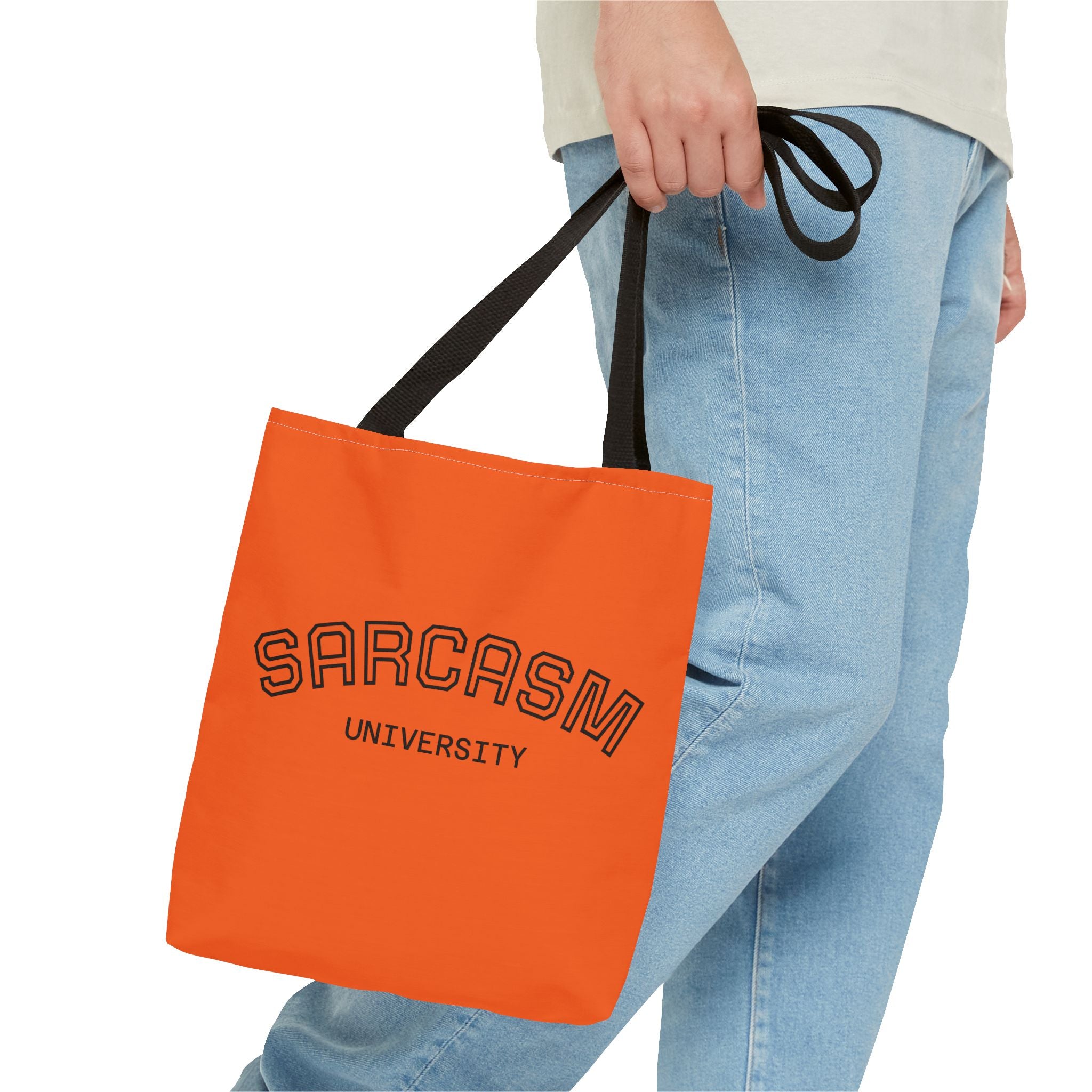 Sarcasm University Tote Bag, Funny Tote, Gift for Students, Everyday Use, Sarcastic Humor, Orange Canvas Bag