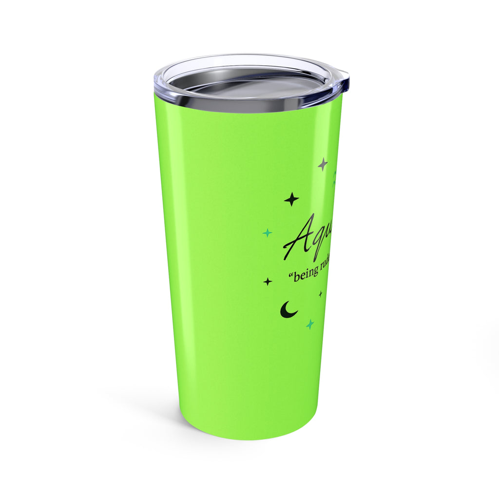 Aquarius Zodiac 20oz Tumbler — Neon Green Horoscope Travel Mug