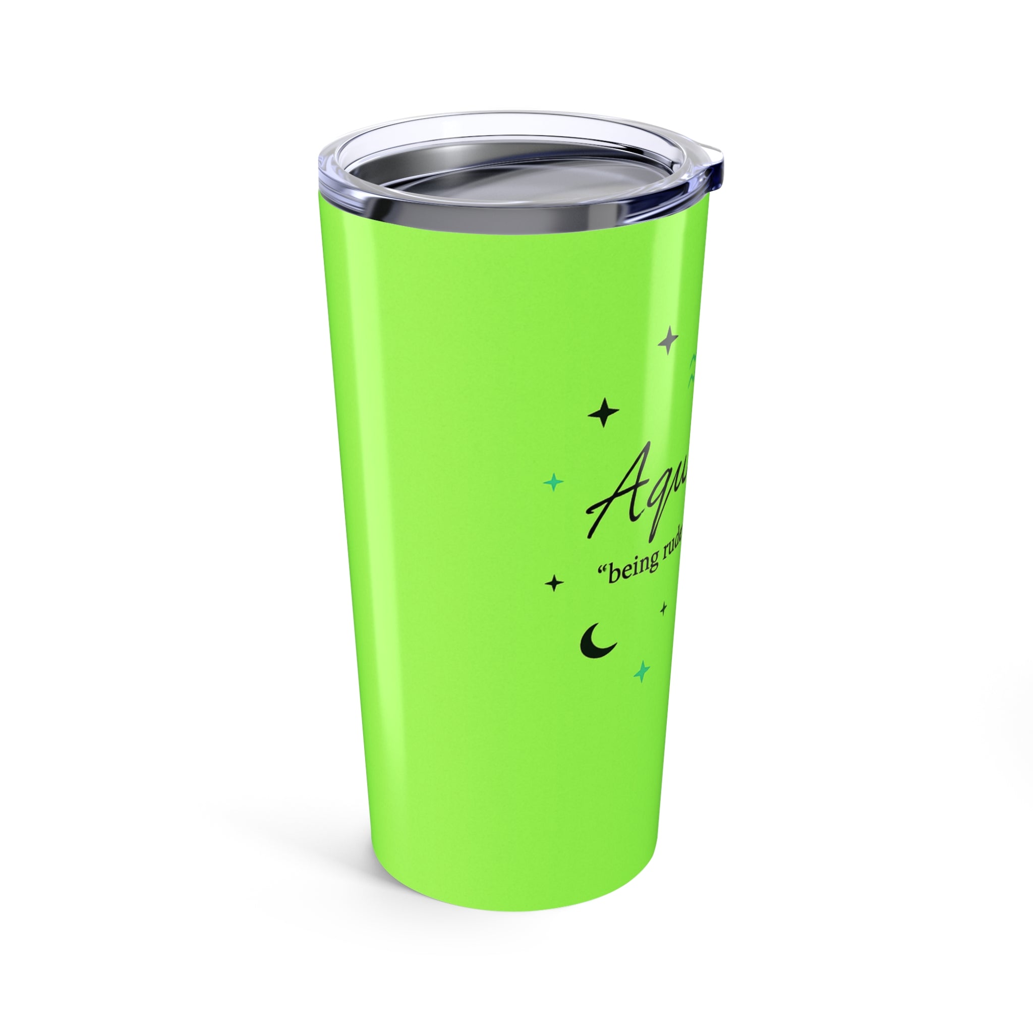 Aquarius Zodiac 20oz Tumbler — Neon Green Horoscope Travel Mug