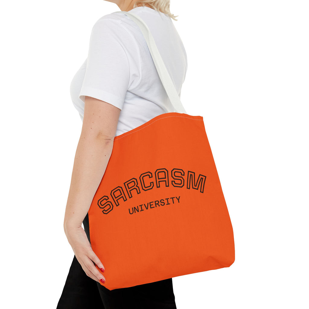 Sarcasm University Tote Bag, Funny Tote, Gift for Students, Everyday Use, Sarcastic Humor, Orange Canvas Bag