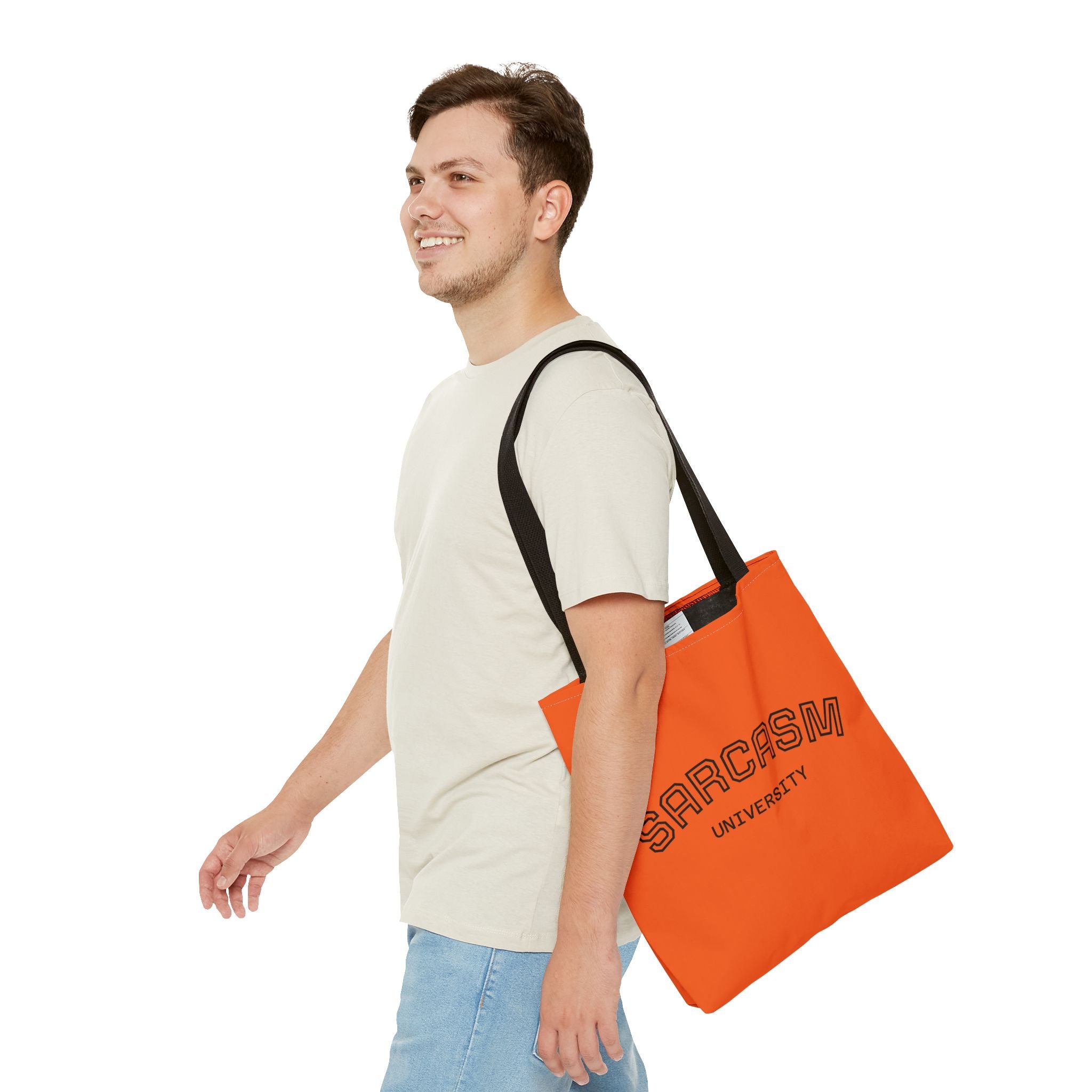 Sarcasm University Tote Bag, Funny Tote, Gift for Students, Everyday Use, Sarcastic Humor, Orange Canvas Bag