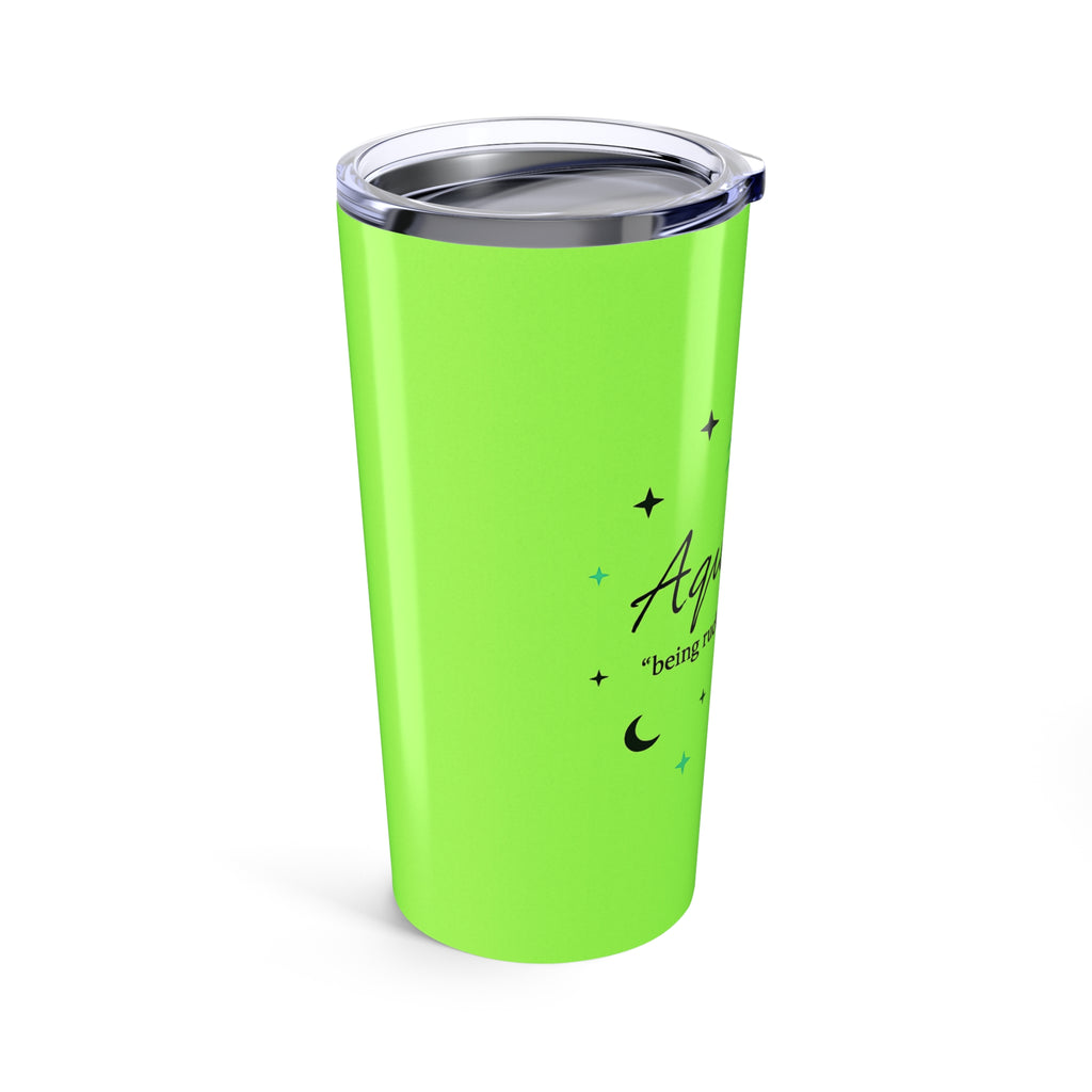 Aquarius Zodiac 20oz Tumbler — Neon Green Horoscope Travel Mug