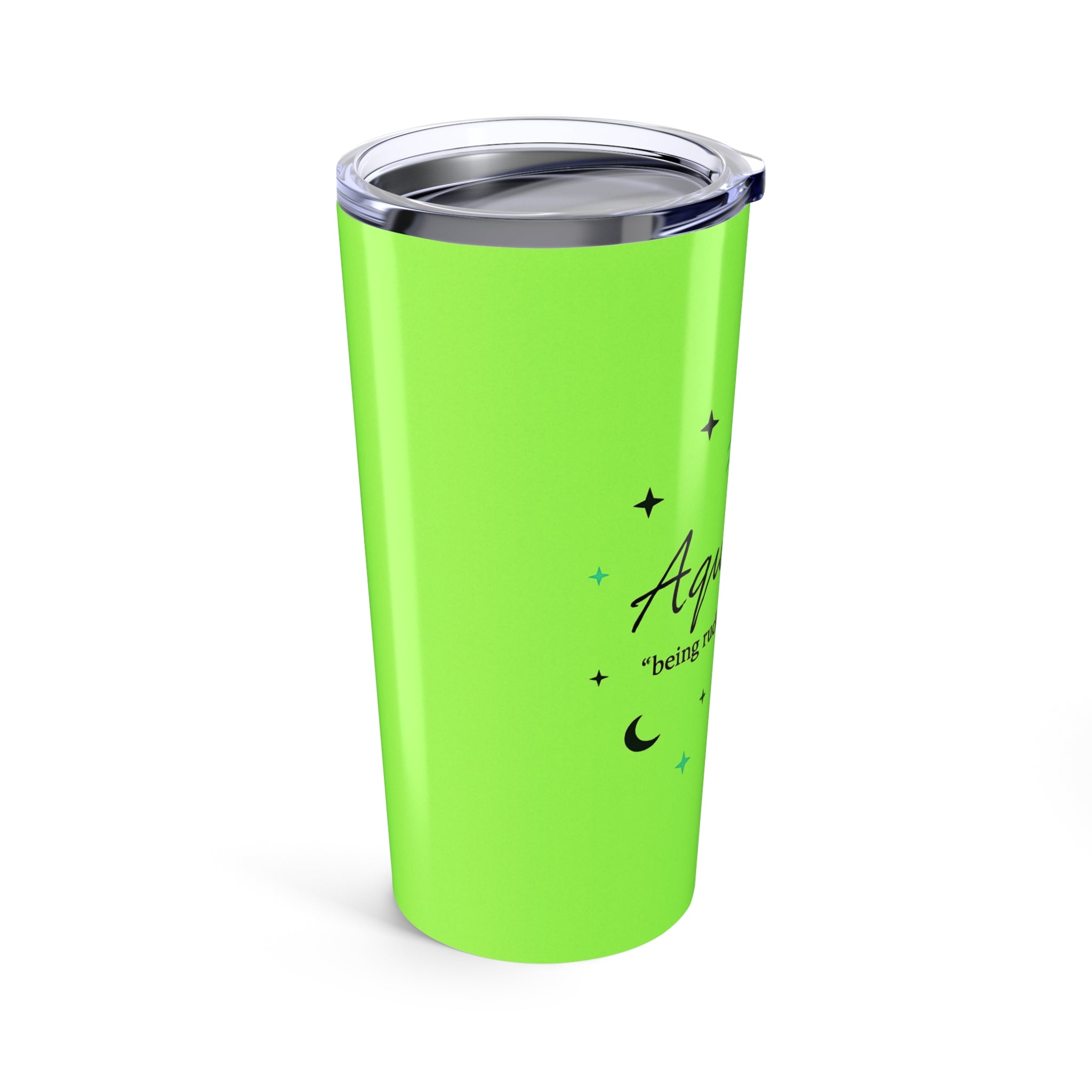 Aquarius Zodiac 20oz Tumbler — Neon Green Horoscope Travel Mug