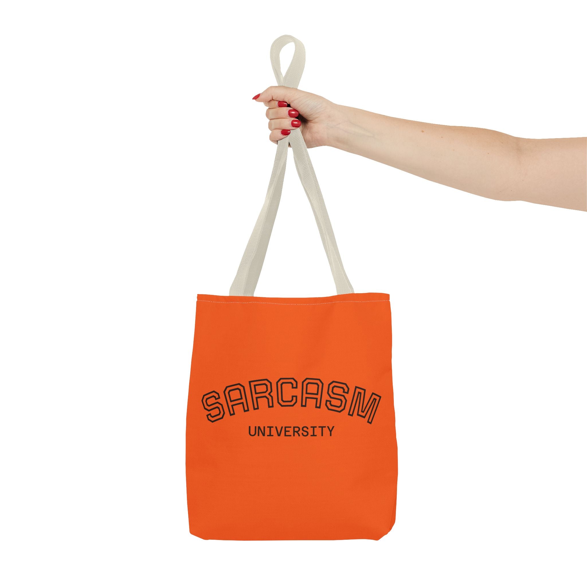 Sarcasm University Tote Bag, Funny Tote, Gift for Students, Everyday Use, Sarcastic Humor, Orange Canvas Bag