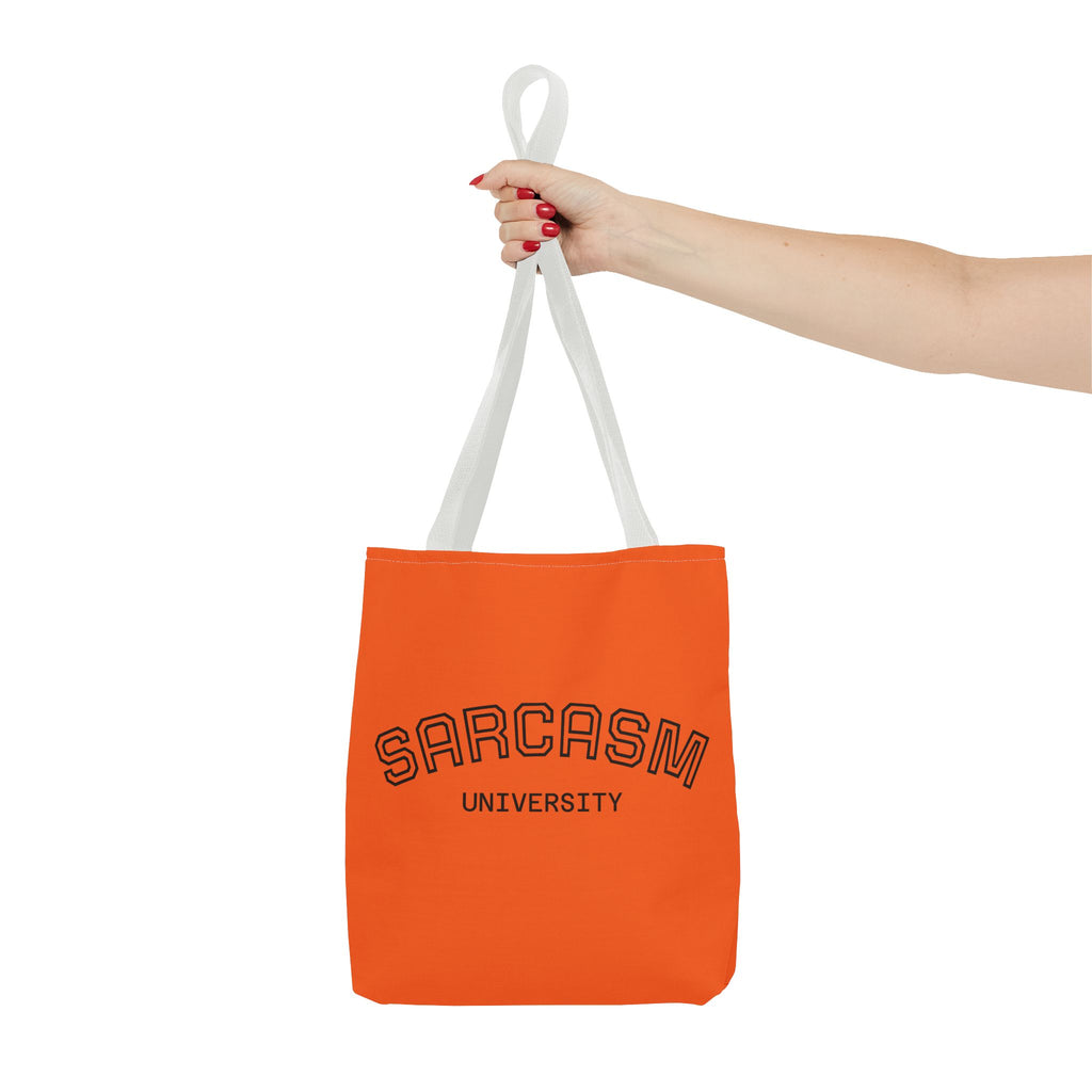 Sarcasm University Tote Bag, Funny Tote, Gift for Students, Everyday Use, Sarcastic Humor, Orange Canvas Bag