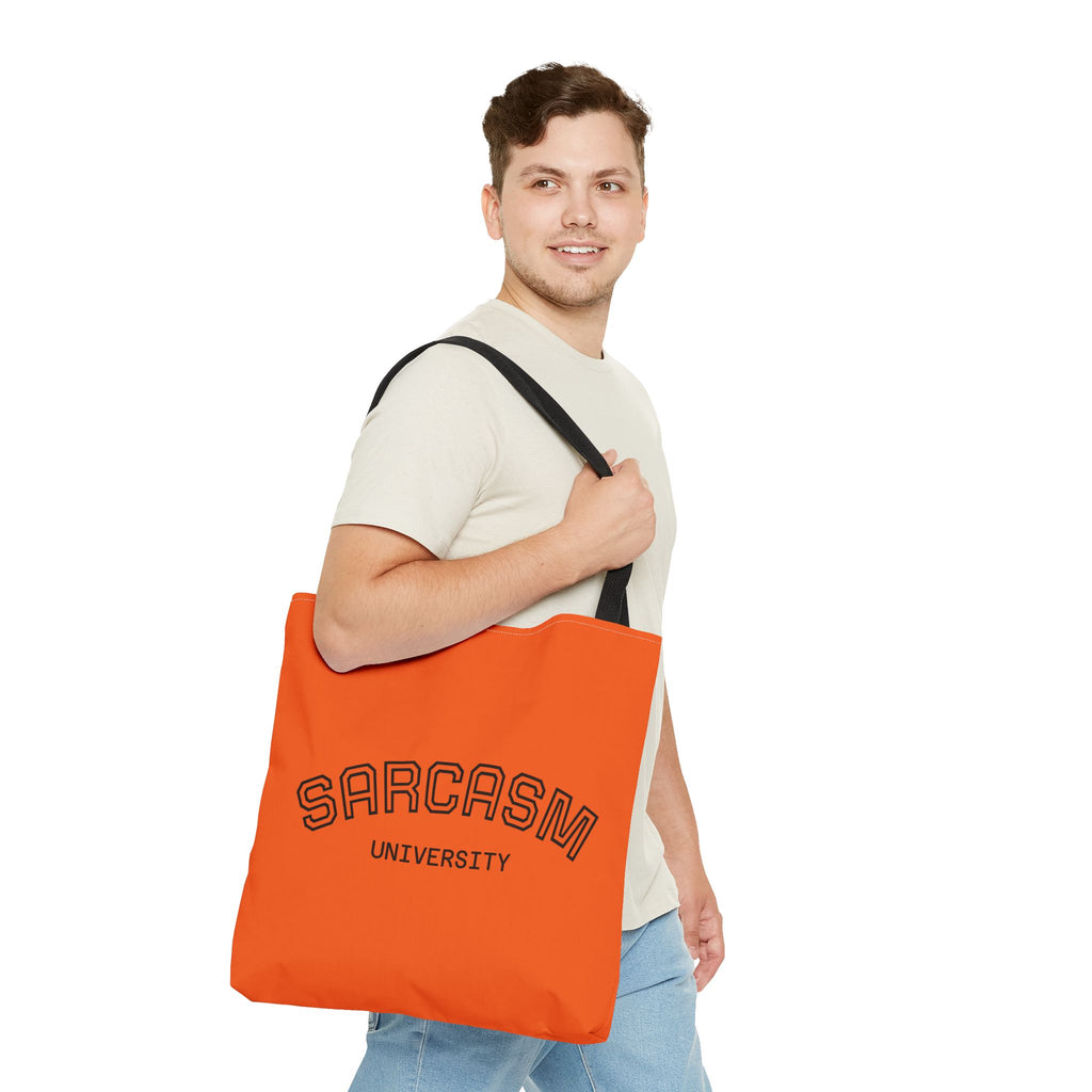 Sarcasm University Tote Bag, Funny Tote, Gift for Students, Everyday Use, Sarcastic Humor, Orange Canvas Bag