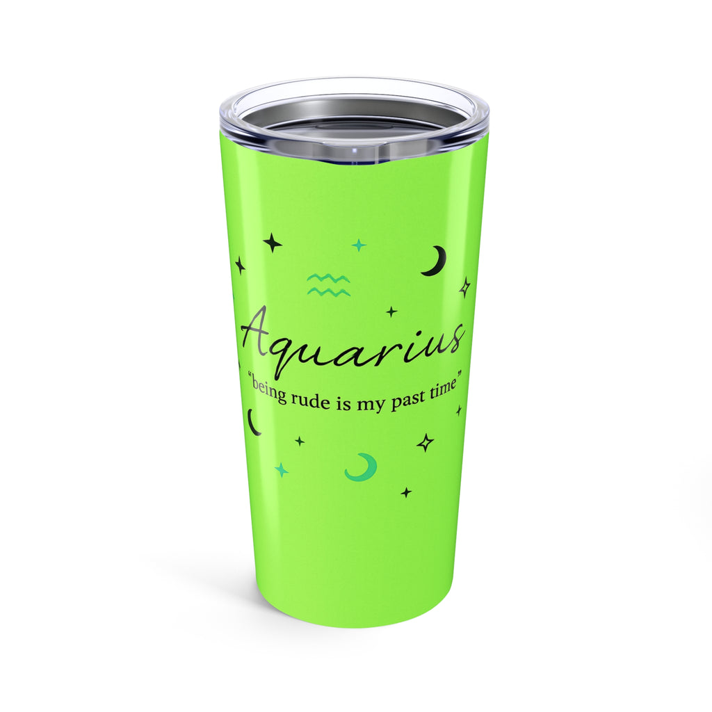 Aquarius Zodiac 20oz Tumbler — Neon Green Horoscope Travel Mug