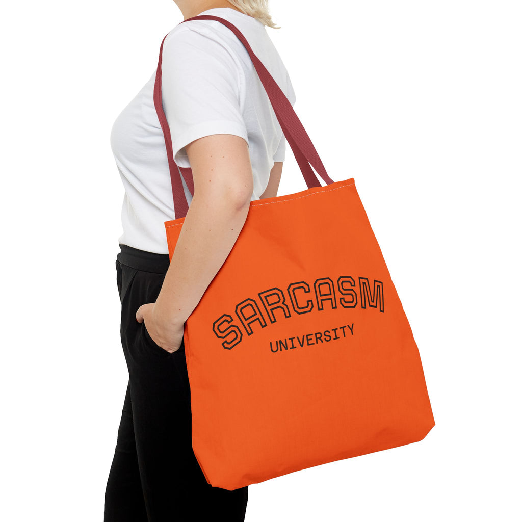 Sarcasm University Tote Bag, Funny Tote, Gift for Students, Everyday Use, Sarcastic Humor, Orange Canvas Bag