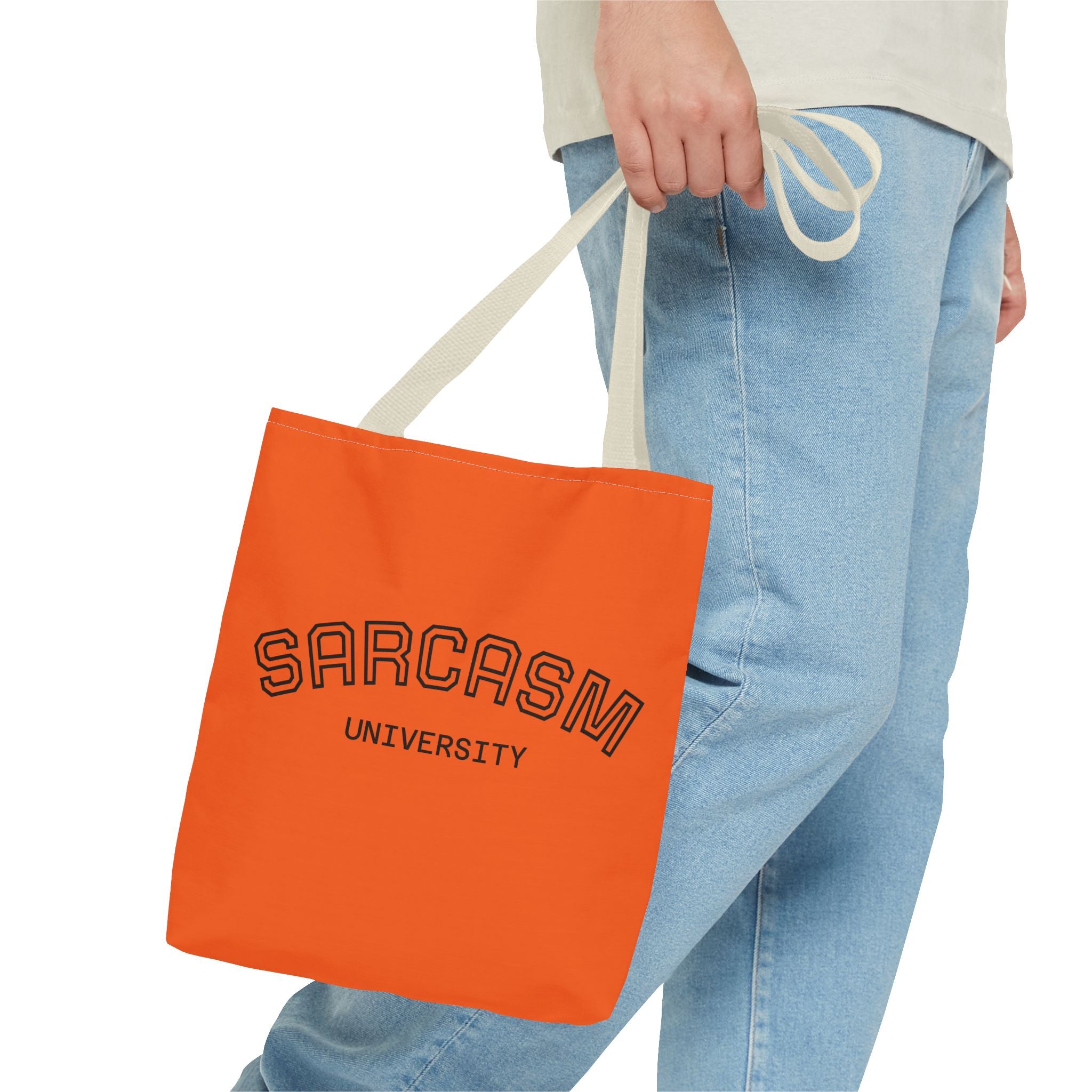 Sarcasm University Tote Bag, Funny Tote, Gift for Students, Everyday Use, Sarcastic Humor, Orange Canvas Bag