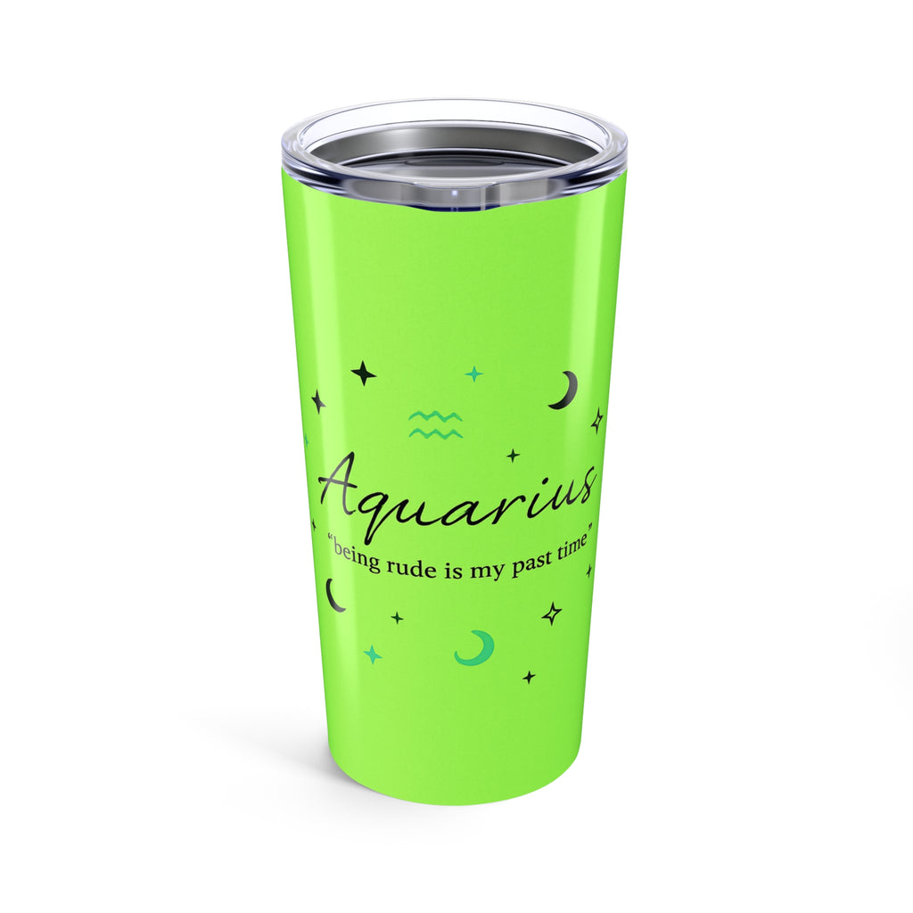 Aquarius Zodiac 20oz Tumbler — Neon Green Horoscope Travel Mug