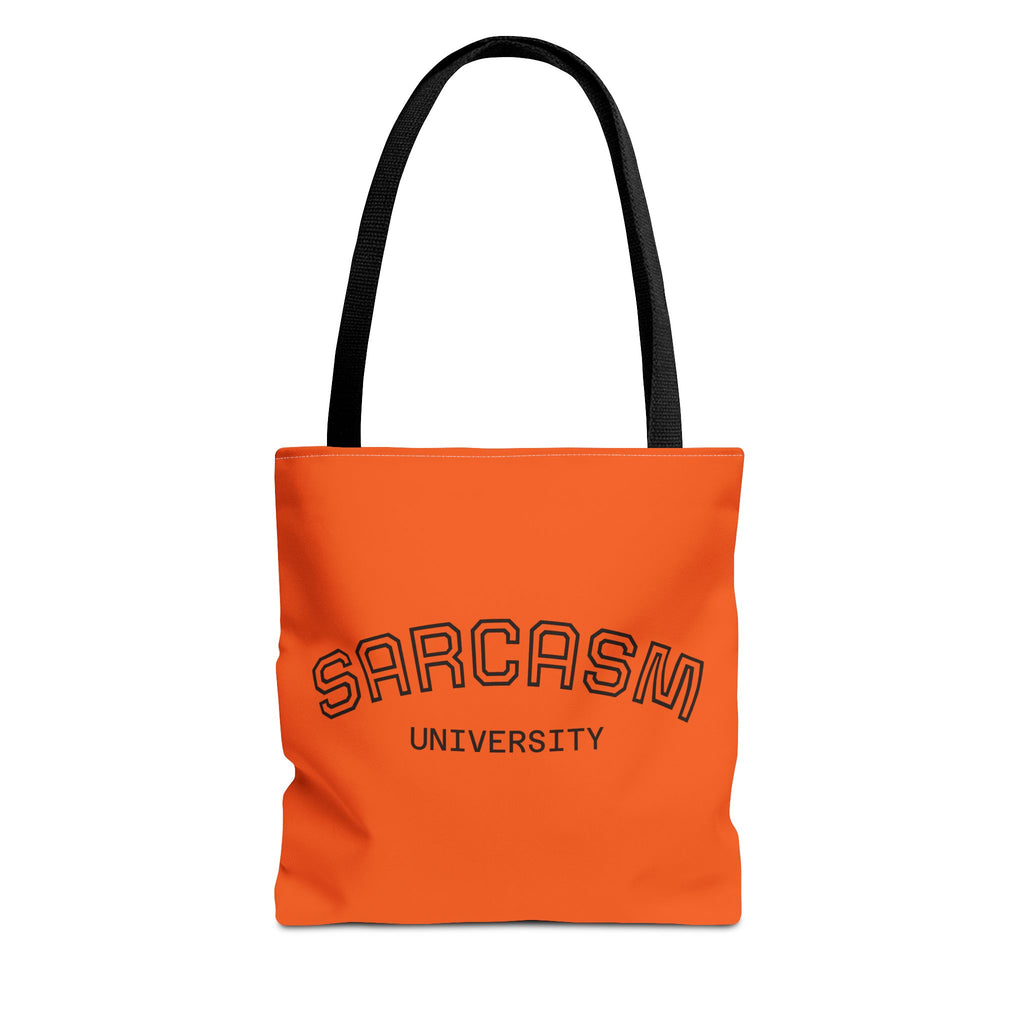 Sarcasm University Tote Bag, Funny Tote, Gift for Students, Everyday Use, Sarcastic Humor, Orange Canvas Bag