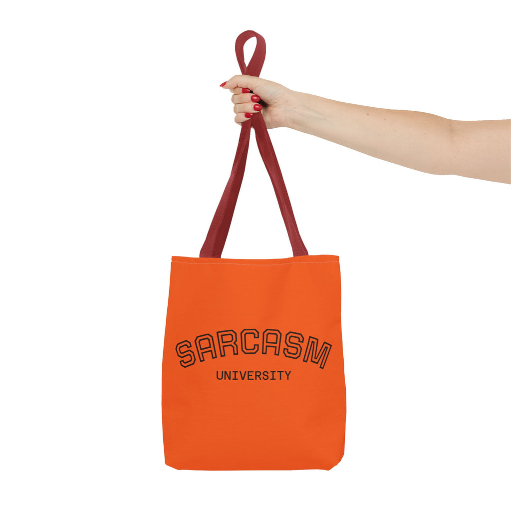 Sarcasm University Tote Bag, Funny Tote, Gift for Students, Everyday Use, Sarcastic Humor, Orange Canvas Bag