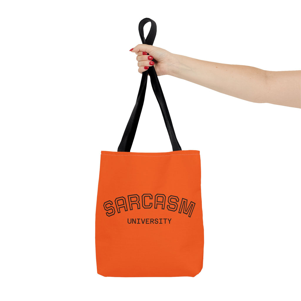 Sarcasm University Tote Bag, Funny Tote, Gift for Students, Everyday Use, Sarcastic Humor, Orange Canvas Bag